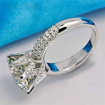 10mm AAA Zirkony bílé Crystal 925 Sterling Silver Snubní Prsten Pro Ženy Velikost 6 7 8 9 HERR0073