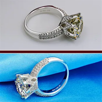 10mm AAA Zirkony bílé Crystal 925 Sterling Silver Snubní Prsten Pro Ženy Velikost 6 7 8 9 HERR0073