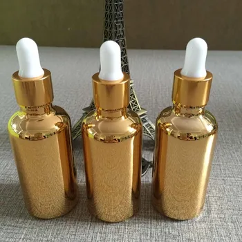 50ml gold plated skleněné kapátko láhev,kapátko kontejner,essentical olej láhev, plnitelné kosmetické lahví make-up skladování