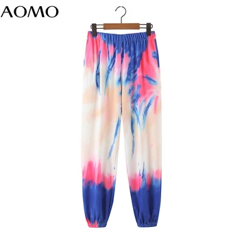 AOMO 2020 módní Tie-dye kalhoty ženy nákladní vysokým pasem kalhoty volné kalhoty běžce ženské tepláky streetwear SL619A