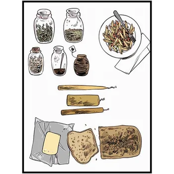 Denní Dietní Potraviny, Přípitek, Sýr, Koření Malířské Plátno Minimalismus Plakáty A Tisky Nástěnné Obrázky Pro Obývací Pokoj Dekorace