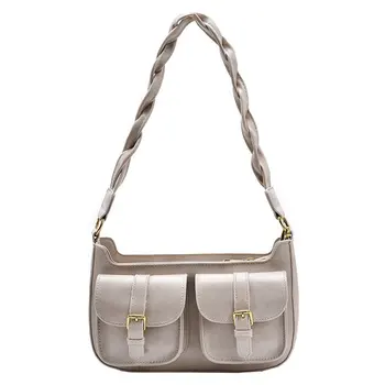 Dámské nové PU kožené retro taška přes rameno osobnosti multi-kapsa design kabelky ženy trend vintage solidní crossbody tašky