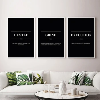 Grind Hustle Exekuce Motivační Plakáty a Tisky Kancelář Dekor, Moderní Umění Podnikatel Motivace Plátno, Malování Obrázků