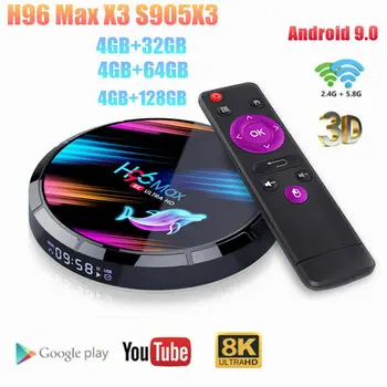 HOT Prodej 1080P 4K H96 MAX Android9.0 Smart TV BOX RK3318 4GB, 128GB Quad Core LED Obrazovky