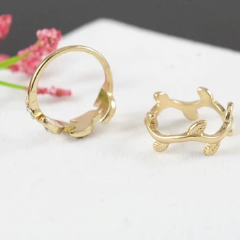 Korea módní zlaté postříbřené květ list listy drahokamu crystal kloubu prstu punk Prsten set žen 3ks/set