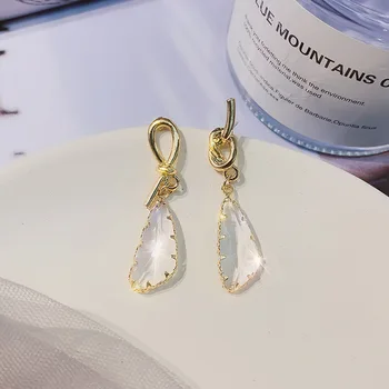 Korejský Nový Design, Módní Šperky Bílá Transparentní Nepravidelný Crystal Náušnice Luxusní Jednoduché Svatební Party Náušnice pro ženy