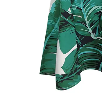 Letní Zelené Listy Tisk Šaty Ženy Nový Bez Rukávů Šifon Sexy Šaty Dámské Ležérní Volné Mini Šaty Party Vestidos Plášť