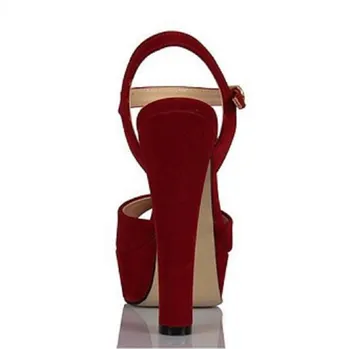 Mst-1027 Červené Semišové dámské elegantní špičaté toe vysoké podpatky svatební boty crystal clear Slingback podpatky 35-40