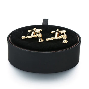 Nové módní pánské francouzské manžetové Knoflíčky z černé kůže box značky zlaté kladivo manžetové Knoflíčky, kožený box set
