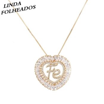Nové Příjezdu Klasické Zlaté Mědi AAA Zirkony Bílé Srdce Tvar Fe Jedinečný Přívěsek Náhrdelník Šperky pro Ženy Dárkové Colar