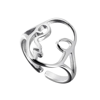 Punk 925 Sterling Silver Tvář Prsteny Pro Ženy Nastavitelný Prst Prsten anillos mujer JZ036