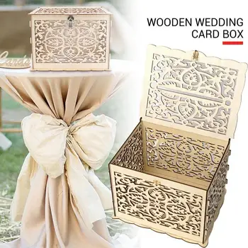 S Zámek Dřevěné Dřevěné Svatební Krabice Svatební Card Box Kreativní Elegantní bytové Dekorace, Oslava, Dárek, Ornament
