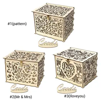 S Zámek Dřevěné Dřevěné Svatební Krabice Svatební Card Box Kreativní Elegantní bytové Dekorace, Oslava, Dárek, Ornament