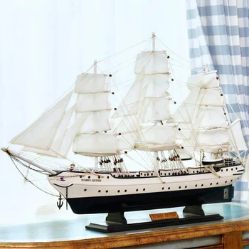 Středomořské Dřevěné Plachetnice Model Ozdoby, Labuť 80cm Hladké Plachtění Simulace Plavidlo, Loď