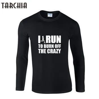 TARCHIA Man T Tričko Dopis Tištěné Podzim Dlouhý Rukáv Pánské T Shirt O-neck Casual T-shirt Muži Oblečení
