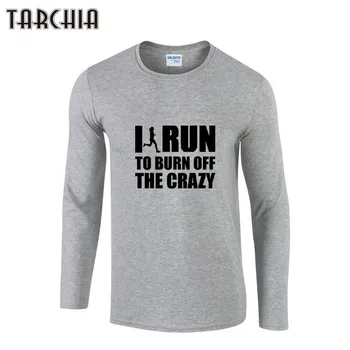 TARCHIA Man T Tričko Dopis Tištěné Podzim Dlouhý Rukáv Pánské T Shirt O-neck Casual T-shirt Muži Oblečení