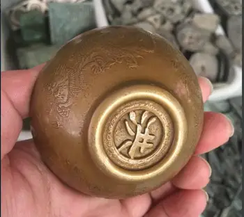 Čínské starožitné bronzové kolekce starožitné vyřezávané draci curl silver bowl v